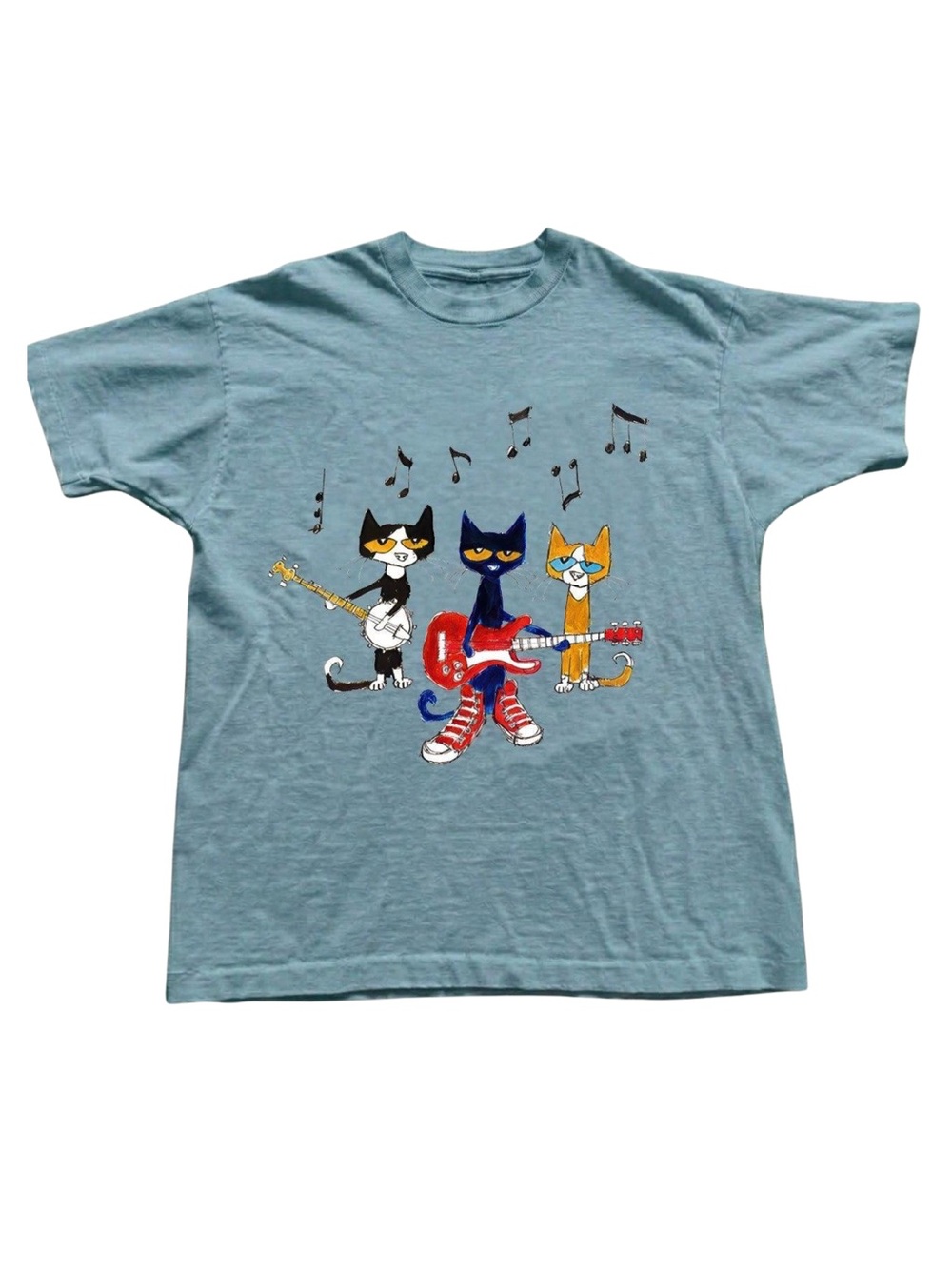 Gildan Blue Cat Band Graphic Pet T-Shirt